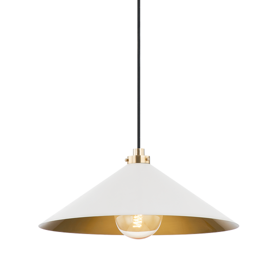 Clivedon Large Pendant - Aged Brass/Off White by Hudson Valley Lighting