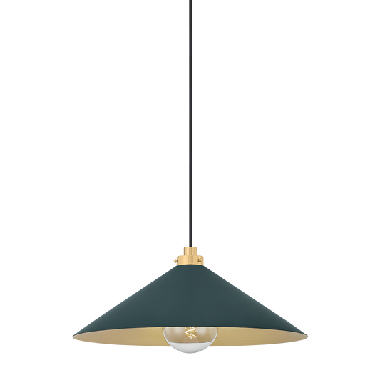 Clivedon Large Pendant - Aged Brass/Soft Studio Green by Hudson Valley Lighting