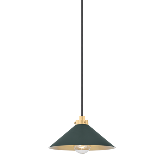 Clivedon Pendant - Aged Brass/Soft Studio Green by Hudson Valley Lighting