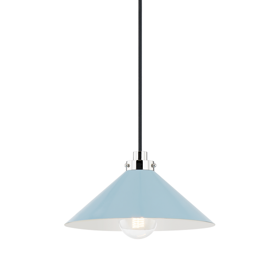 Clivedon Pendant - Polished Nickel/Blue Bird by Hudson Valley Lighting