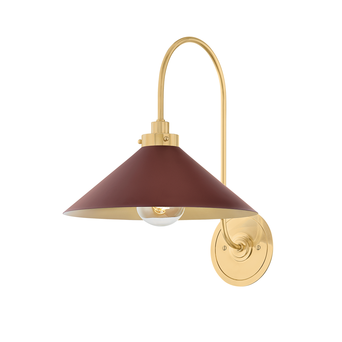 Clivedon Wall Sconce - Aged Brass/Soft Crimson by Hudson Valley Lighting