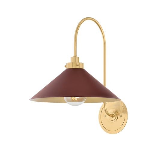 Clivedon Wall Sconce - Aged Brass/Soft Crimson by Hudson Valley Lighting