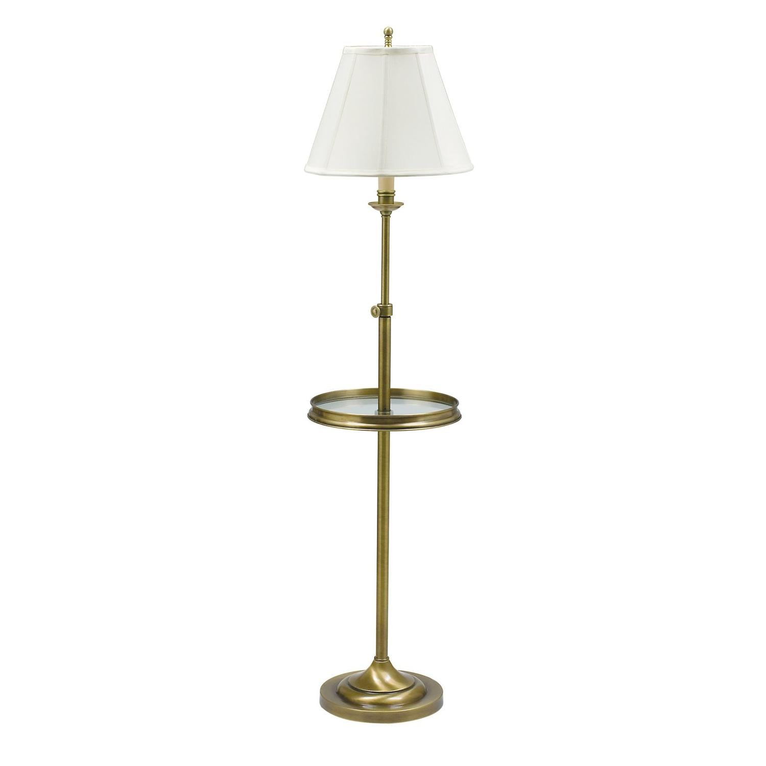 Club Adjustable Floor Lamp with Table - CL202-AB - Antique Brass by House of Troy