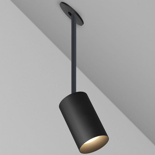 CM1 Cylinder Hang Straight Adjustable Ceiling Light - New Construction - Black Obsidian/Black Baffle - 40 Degrees - Warm Dim (2900K-1800K) by Lucifer Lighting