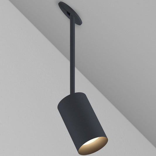 CM1 Cylinder Hang Straight Adjustable Ceiling Light - New Construction - Black Powder Coat/Black Baffle - 40 Degrees - 2700K by Lucifer Lighting