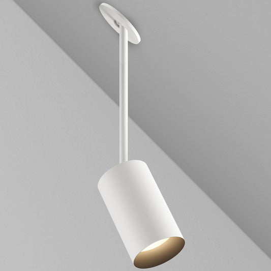 CM1 Cylinder Hang Straight Adjustable Ceiling Light - New Construction - White Powder Coat/Black Baffle - 40 Degrees - Warm Dim (2900K-1800K) by Lucifer Lighting