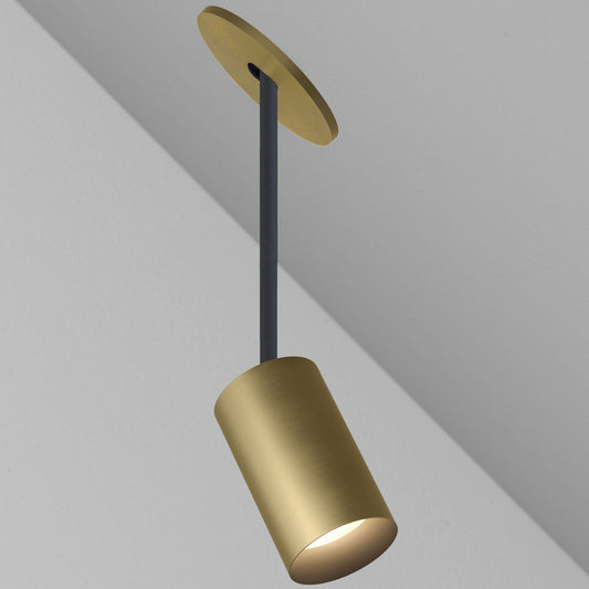 CM1 Cylinder Hang Straight Adjustable Ceiling Light - Remodel - Brushed Cast Brass/Black Baffle - 15 Degrees - 3000K by Lucifer Lighting