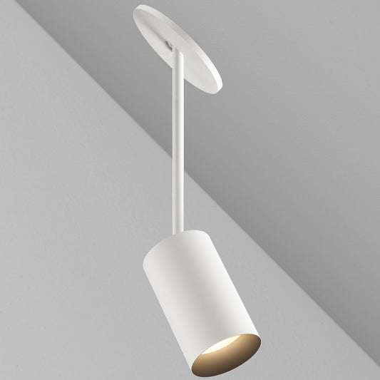 CM1 Cylinder Hang Straight Adjustable Ceiling Light - Remodel - White Powder Coat/Black Baffle - 40 Degrees - Warm Dim (2900K-1800K) by Lucifer Lighting