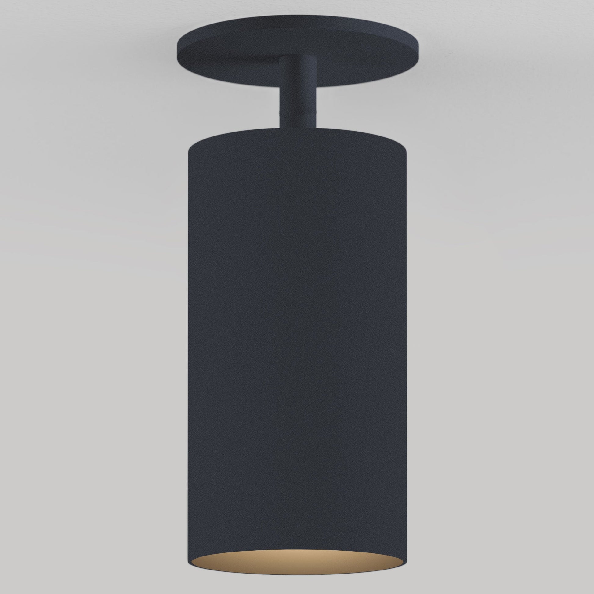 CM1 Outdoor Monopoint Fixed Ceiling Light - New Construction - Black Powder Coat/Black Baffle - 40 Degrees - 2700K by Lucifer Lighting