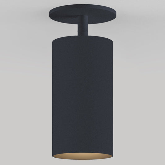 CM1 Outdoor Monopoint Fixed Ceiling Light - New Construction - Black Powder Coat/Black Baffle - 40 Degrees - 3000K by Lucifer Lighting
