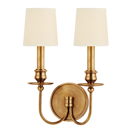 Cohasset Wall Sconce - 2-Light - Aged Brass by Hudson Valley Lighting