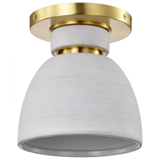Collins - 8 Inch Flush Mount - Ceramic with Gold Accents - Satco 60-8001