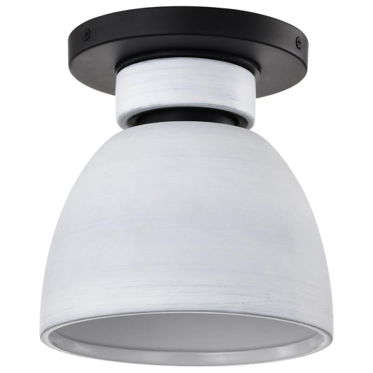 Collins - 8 Inch Flush Mount - Ceramic with Silver Accents - Satco 60-8011