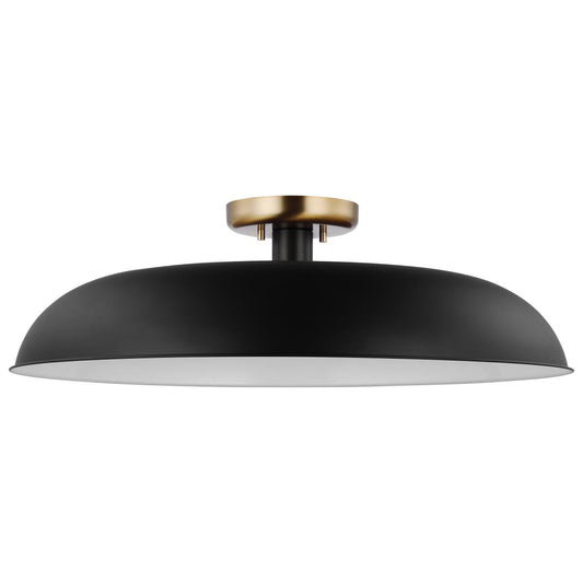 Colony - 1 Light - Large Semi-Flush Mount Fixture - Matte Black with Burnished Brass - Satco 60-7497