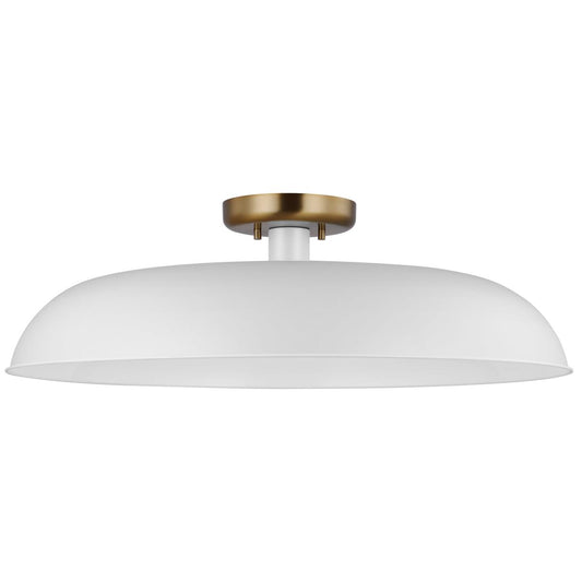 Colony - 1 Light - Large Semi-Flush Mount Fixture - Matte White with Burnished Brass - Satco 60-7496