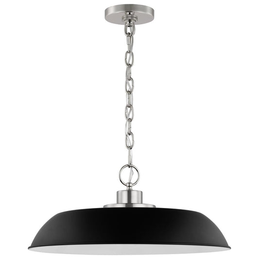 Colony - 1 Light - Medium Pendant - Matte Black with Polished Nickel - Satco 60-7485
