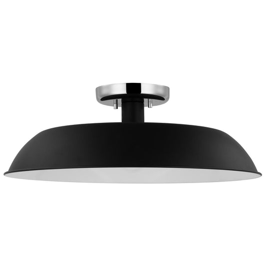 Colony - 1 Light - Medium Semi-Flush Mount Fixture - Matte Black with Polished Nickel - Satco 60-7495