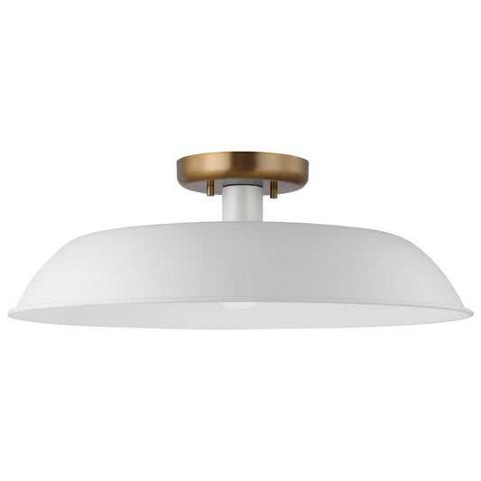 Colony - 1 Light - Medium Semi-Flush Mount Fixture - Matte White with Burnished Brass - Satco 60-7493