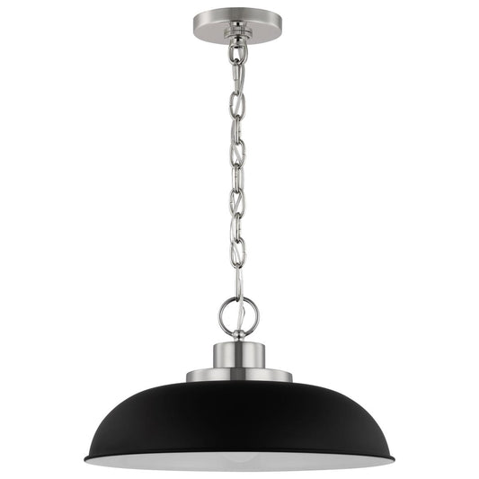 Colony - 1 Light - Small Pendant - Matte Black with Polished Nickel - Satco 60-7482
