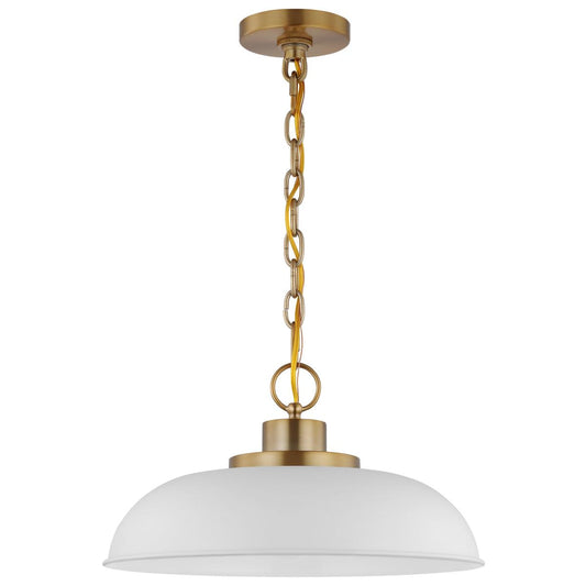 Colony - 1 Light - Small Pendant - Matte White with Burnished Brass - Satco 60-7480