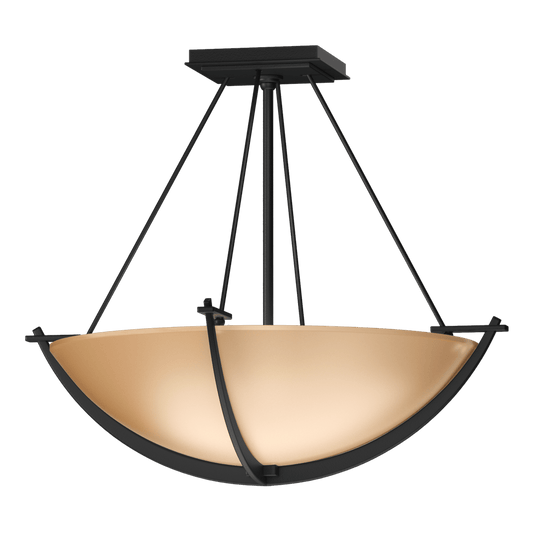 Compass Small Semi-Flush - Black - Sand Glass by Hubbardton Forge