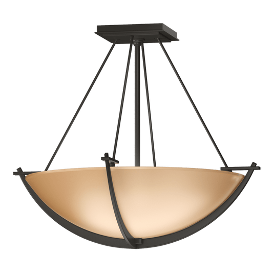 Compass Small Semi-Flush - Dark Smoke - Sand Glass by Hubbardton Forge