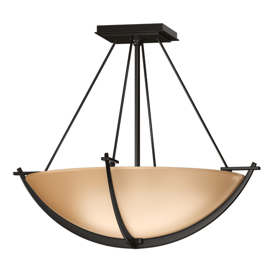 Compass Small Semi-Flush - Oil Rubbed Bronze - Sand Glass by Hubbardton Forge