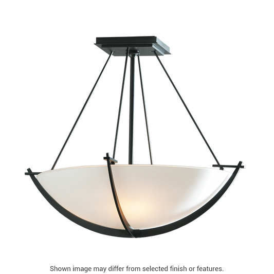 Compass Small Semi-Flush - White - Sand Glass by Hubbardton Forge