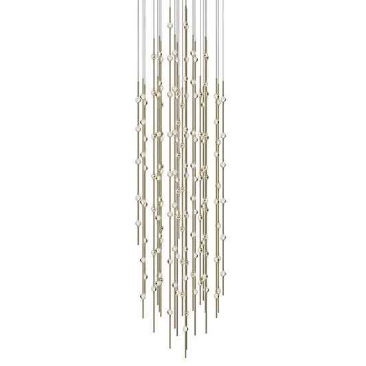 Constellation Andromeda 25" Round Chandelier - Satin Brass - Clear Faceted Acrylic Lens - 3000K by SONNEMAN
