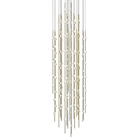 Constellation Andromeda 25" Round Chandelier - Satin Brass - White Optical Acrylic Lens - 2700K by SONNEMAN