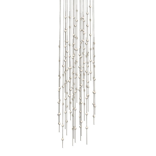 Constellation Andromeda 25" Round Chandelier - Satin Nickel - Clear Faceted Acrylic Lens - 2700K by SONNEMAN