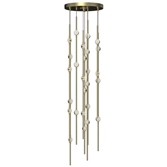 Constellation Andromeda Short 12" Chandelier - Satin Brass - Clear Faceted Acrylic Lens - 3000K by SONNEMAN