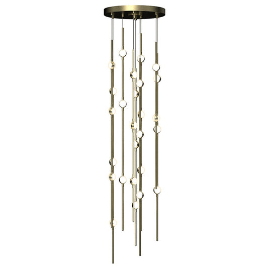 Constellation Andromeda Short 12" Chandelier - Satin Brass - White Optical Acrylic Lens - 3000K by SONNEMAN