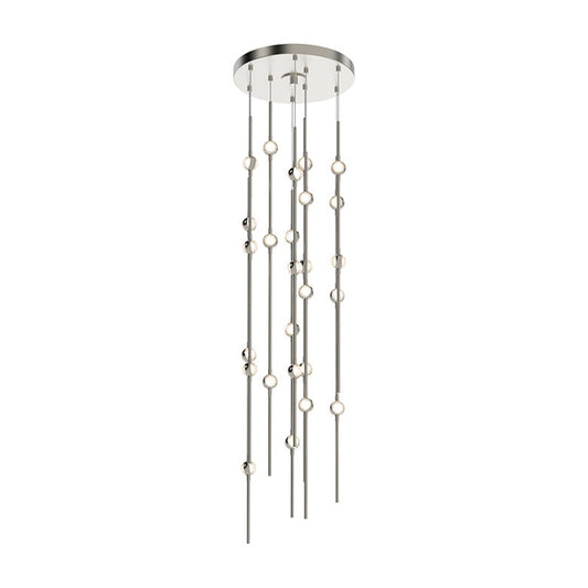 Constellation Andromeda Short 12" Chandelier - Satin Nickel - Clear Faceted Acrylic Lens - 2700K by SONNEMAN