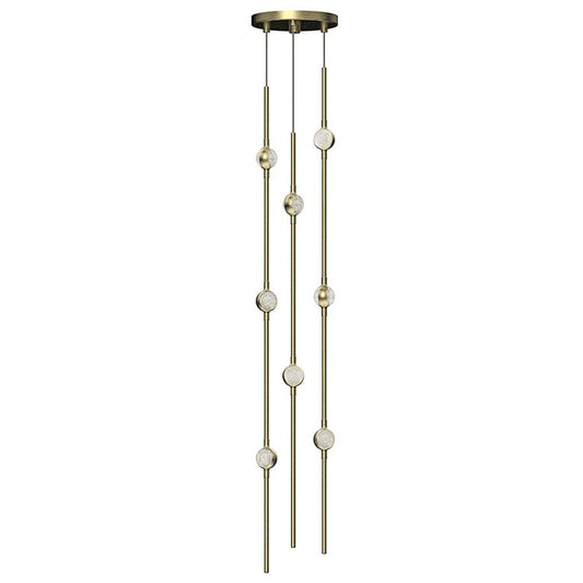 Constellation Andromeda Short 6" Chandelier - Satin Brass - Clear Faceted Acrylic Lens - 3000K by SONNEMAN
