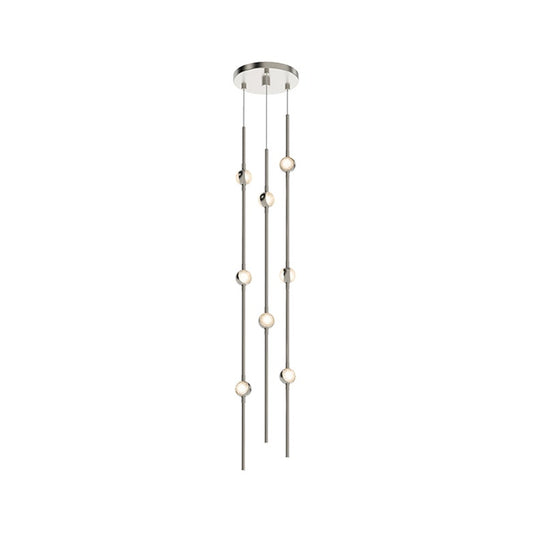 Constellation Andromeda Short 6" Chandelier - Satin Nickel - Clear Faceted Acrylic Lens - 3000K by SONNEMAN