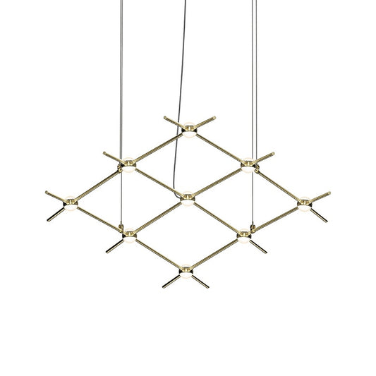 Constellation Aquarius Minor Chandelier - Satin Brass - White Optical Acrylic Lens - 2700K by SONNEMAN