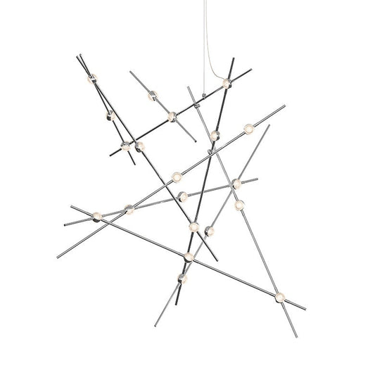 Constellation Aquila Major Chandelier - Satin Nickel - Clear Faceted Acrylic Lens - 3000K by SONNEMAN