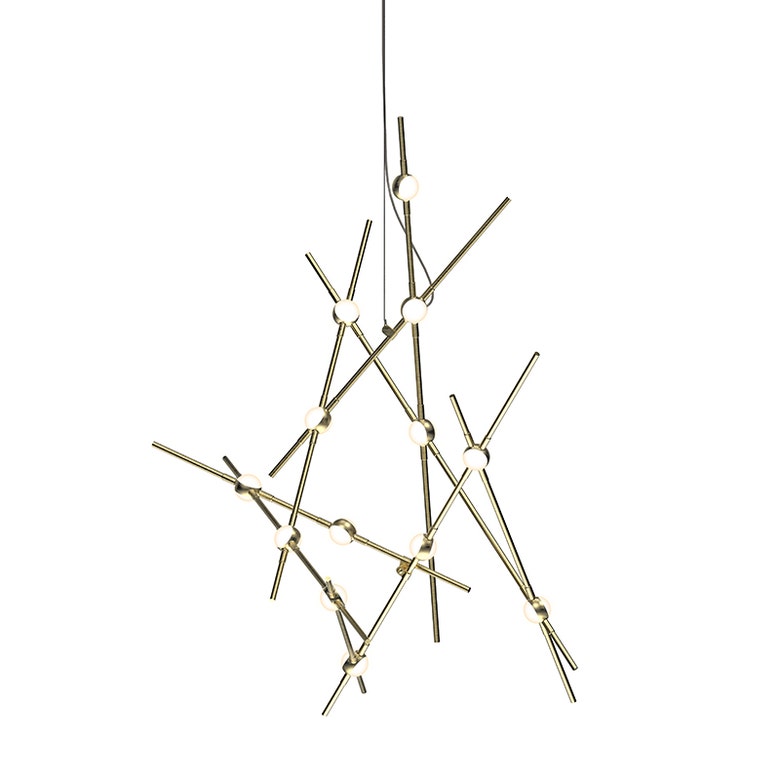 Constellation Aquila Minor Chandelier - Satin Brass - White Optical Acrylic Lens - 3000K by SONNEMAN