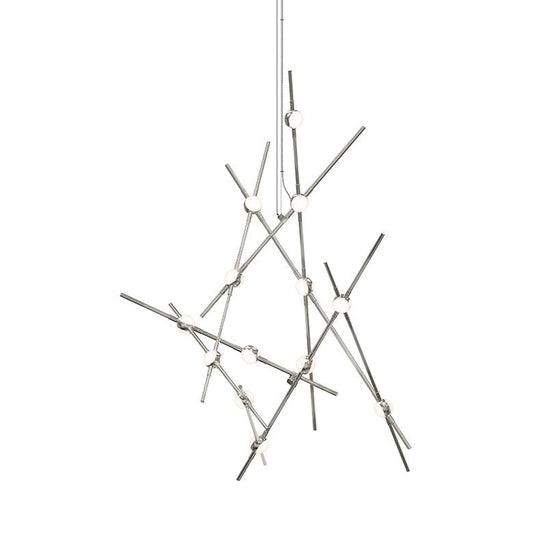 Constellation Aquila Minor Chandelier - Satin Nickel - White Optical Acrylic Lens - 3000K by SONNEMAN