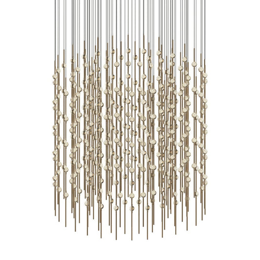 Constellation Centaurus Cylinder LED Chandelier - Satin Brass - Clear Faceted Acrylic Lens - 2700K by SONNEMAN