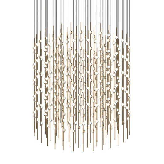 Constellation Centaurus Cylinder LED Chandelier - Satin Brass - White Optical Acrylic Lens - 2700K by SONNEMAN