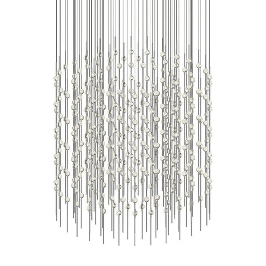 Constellation Centaurus Cylinder LED Chandelier - Satin Nickel - Clear Faceted Acrylic Lens - 3000K by SONNEMAN