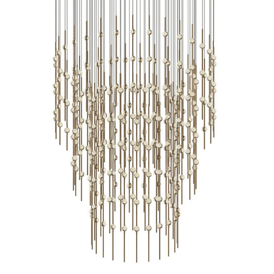 Constellation Centaurus Pyramid LED Chandelier - Satin Brass - Clear Faceted Acrylic Lens - 2700K by SONNEMAN