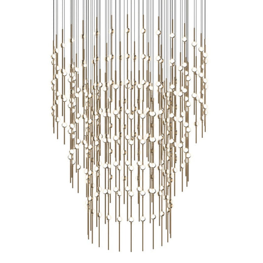 Constellation Centaurus Pyramid LED Chandelier - Satin Brass - White Optical Acrylic Lens - 2700K by SONNEMAN