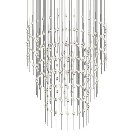 Constellation Centaurus Pyramid LED Chandelier - Satin Nickel - Clear Faceted Acrylic Lens - 2700K by SONNEMAN