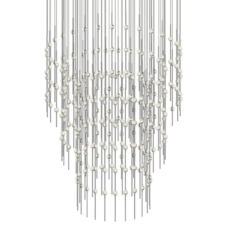 Constellation Centaurus Pyramid LED Chandelier - Satin Nickel - Clear Faceted Acrylic Lens - 3000K by SONNEMAN