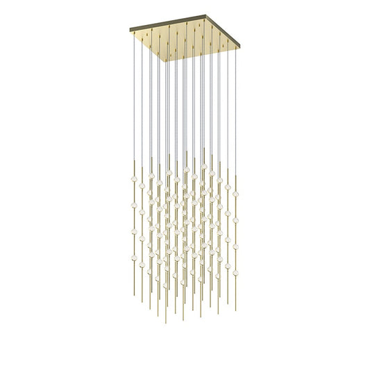 Constellation Cosmic Cube 20" Chandelier - Satin Brass - Clear Faceted Acrylic Lens - 3000K by SONNEMAN
