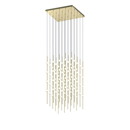 Constellation Cosmic Cube 20" Chandelier - Satin Brass - White Optical Acrylic Lens - 3000K by SONNEMAN