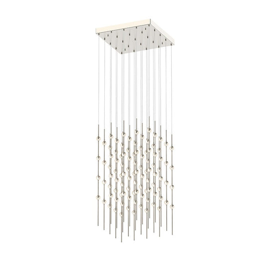 Constellation Cosmic Cube 20" Chandelier - Satin Nickel - Clear Faceted Acrylic Lens - 3000K by SONNEMAN